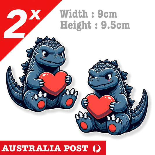 GODZILLA Japan Sunrise Flag Thrasher, Cute Heart, Laptop , Car  Decal Sticker