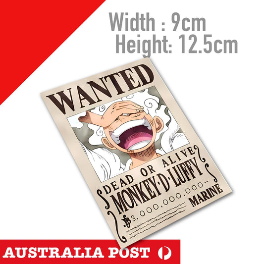 Monkey D Luffy Pirate King WANTED Poster Logo, One Piece manga series Sticker