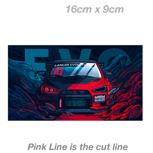 MITSUBISHI LANCER EVO Poster Red Car Sticker Vinyl  Sticker 