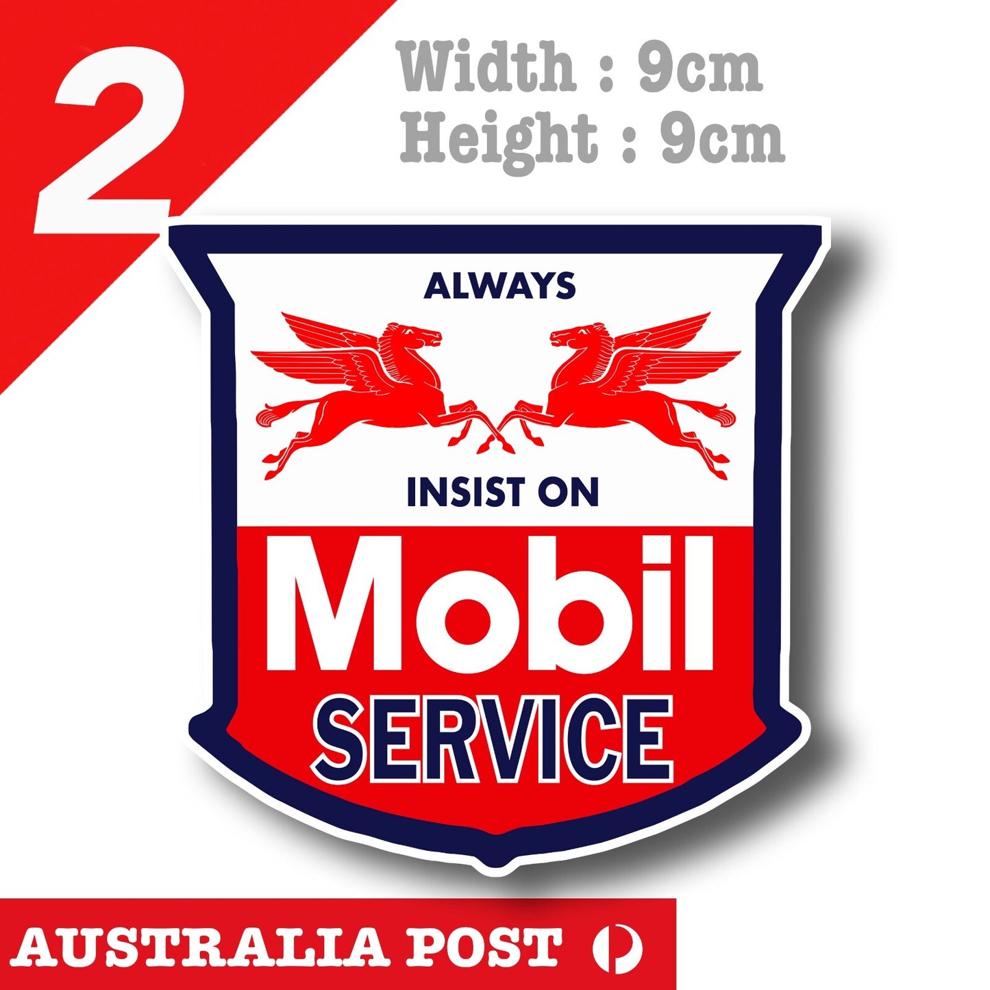 Mobil  Motor Oil SERVICE Logo -MOBIL Pegasus Shield Sticker