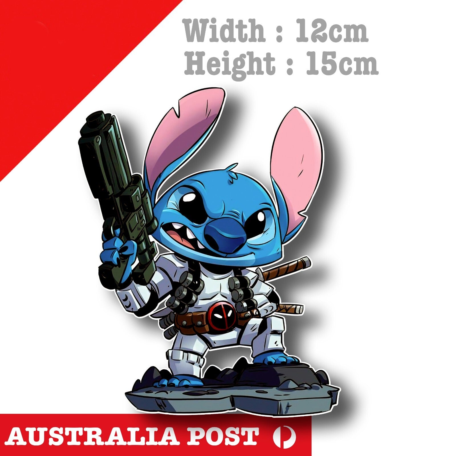Disney Stitch, Lilo & Stitch as DEADPOOL Funny Marvel Character decal Sticker