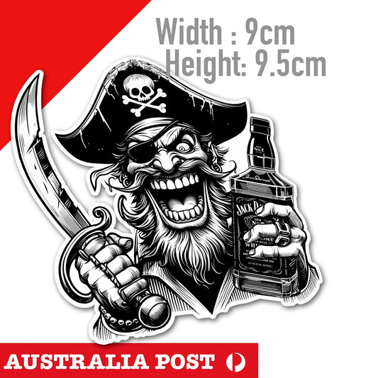 Pirate Captain with Sword and Jack Daniels Whiskey Sticker
