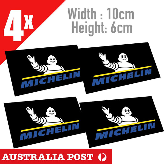 Michelin man mascot Black, Michelin Tyre Logo Banner x4 Stickers