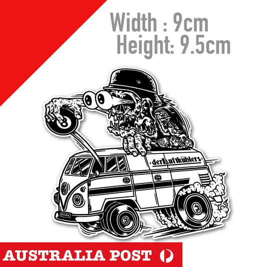 Rat Fink Style Monster COMBI Ute Rider Mancave Hot Rod Americana Vinyl  Sticker