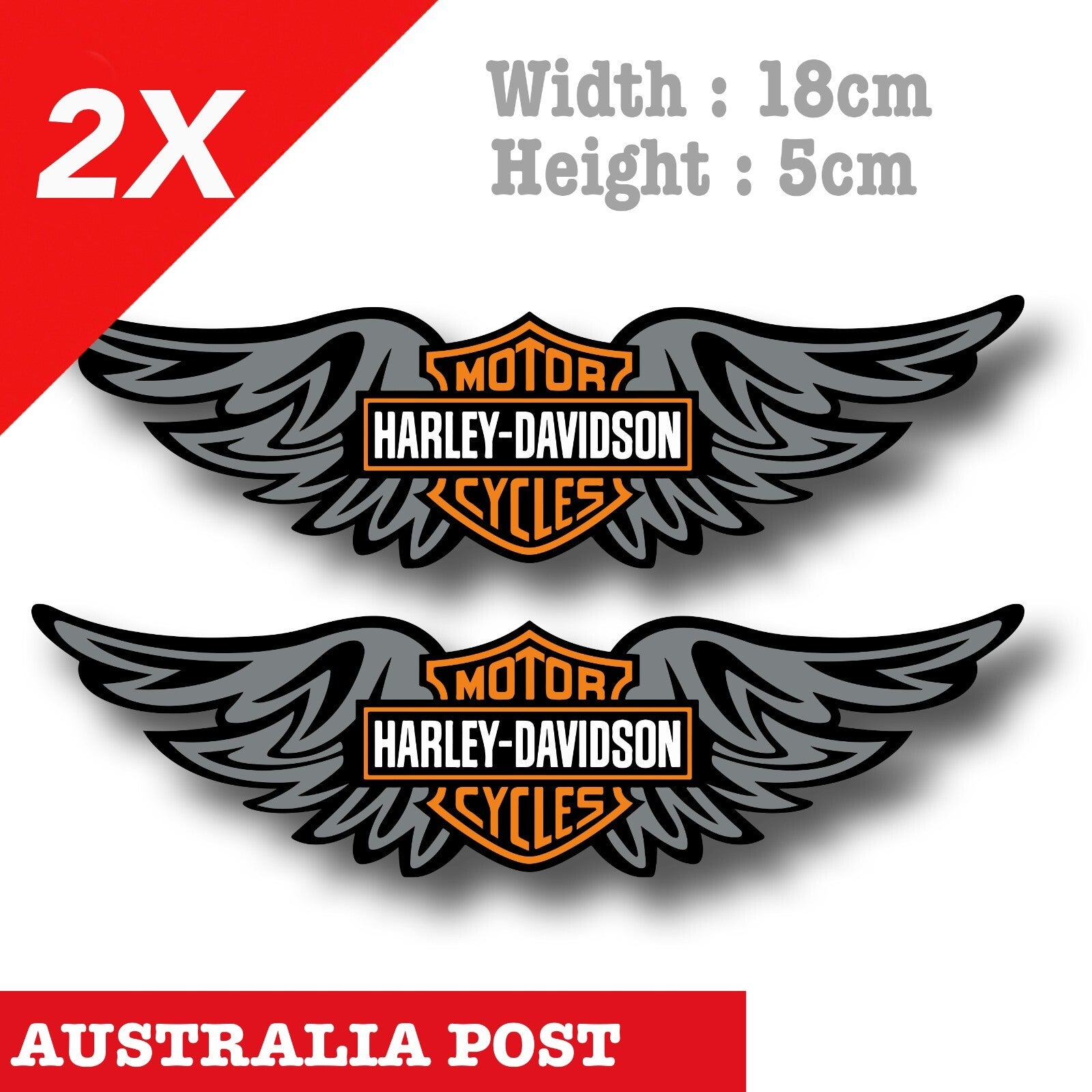 Harley Davidson Motorcycle Logo with Wings x2 Decal Sticker