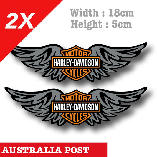 Harley Davidson Motorcycle Logo with Wings x2 Decal Sticker