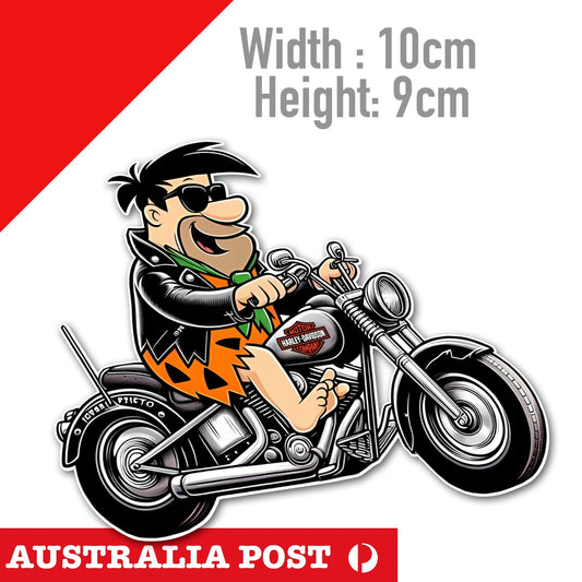 Harley Davidson Motorcycle Fred Flintstone Funny Cartoon Sticker