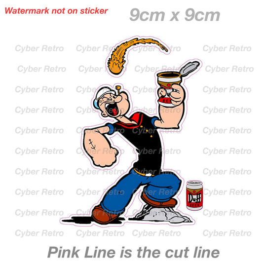 Popeye The sailor with Duff Beer Can Vinyl  Sticker 