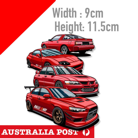 Ralliart Mitsubishi Lancer Evo X, FTO, VIII,Ralli Art Mitsubishi JDM RED Sticker