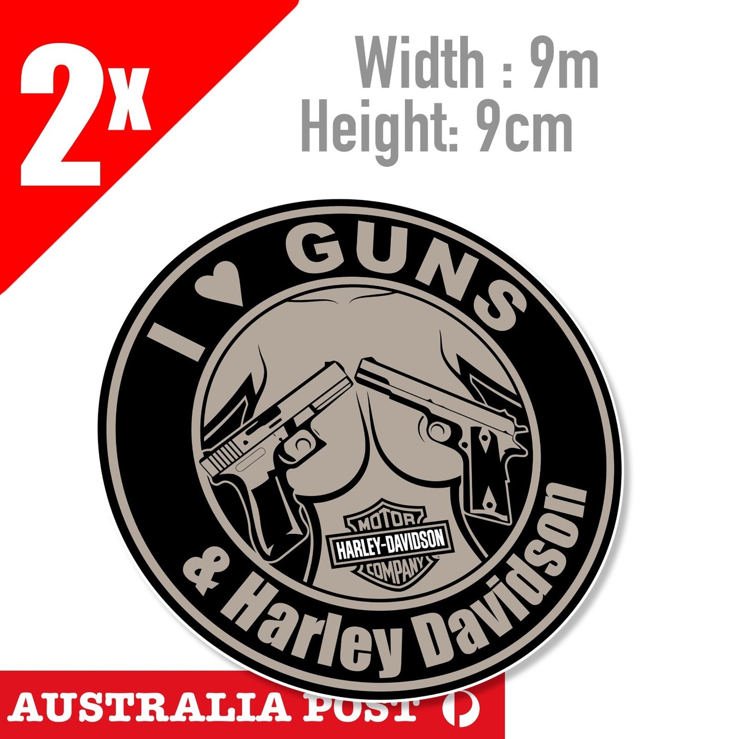 Harley Davidson Motorcycle Logo, I love Guns & Harley Davidson HD  Sticker