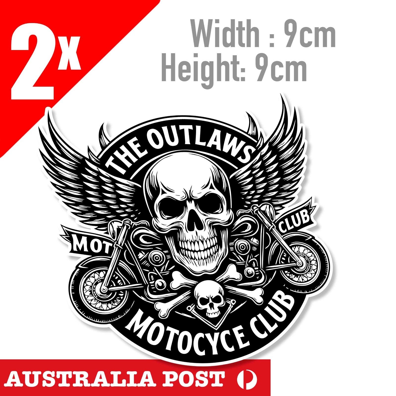 The Outlaw Skull Motorcycle Club Logo,Laptop , Helmet, Bike Stickers