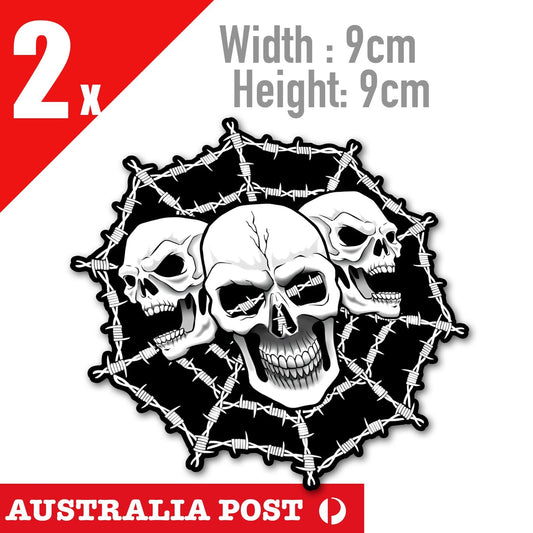 Evil Skull Barbed Wire, Motorcycle Helmet, Fuel Tank, Skull Logo Sticker