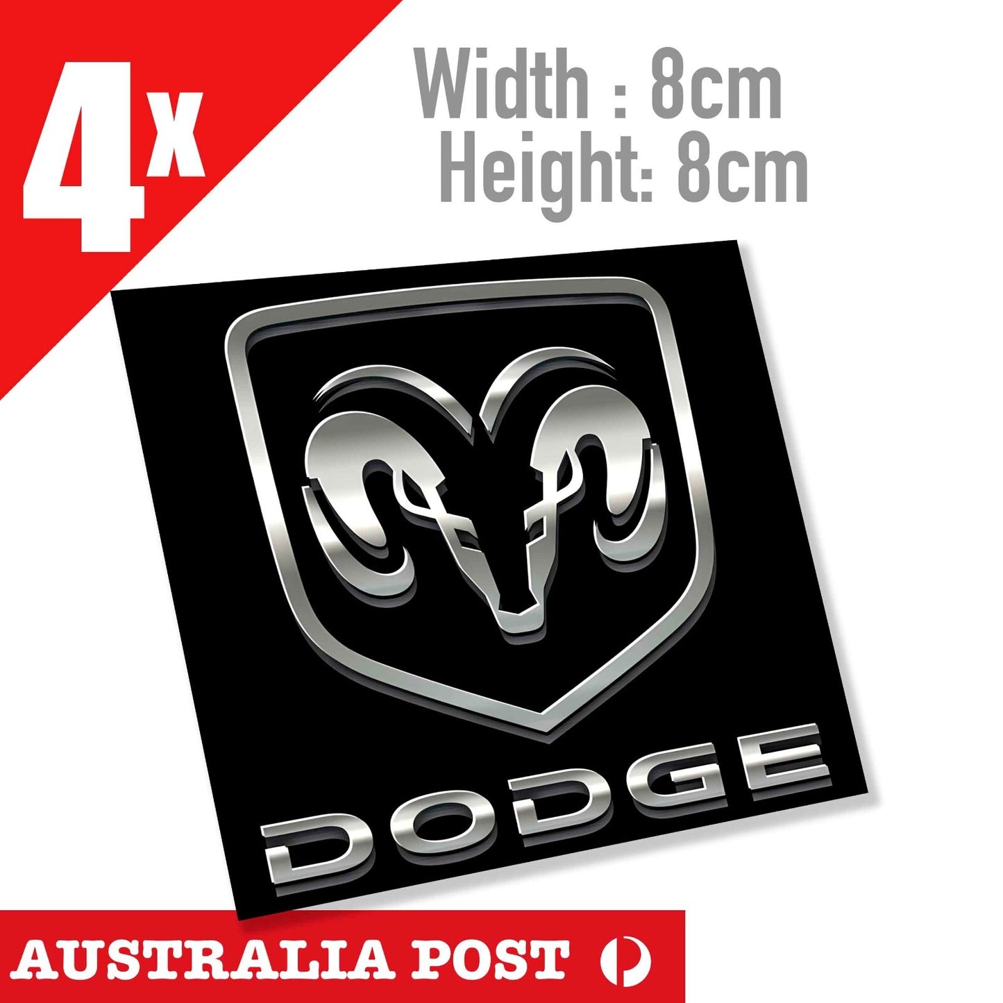 DODGE Logo Chrome , SRT GTS T/A Stryker Muscle V8 Ute, Truck Sticker