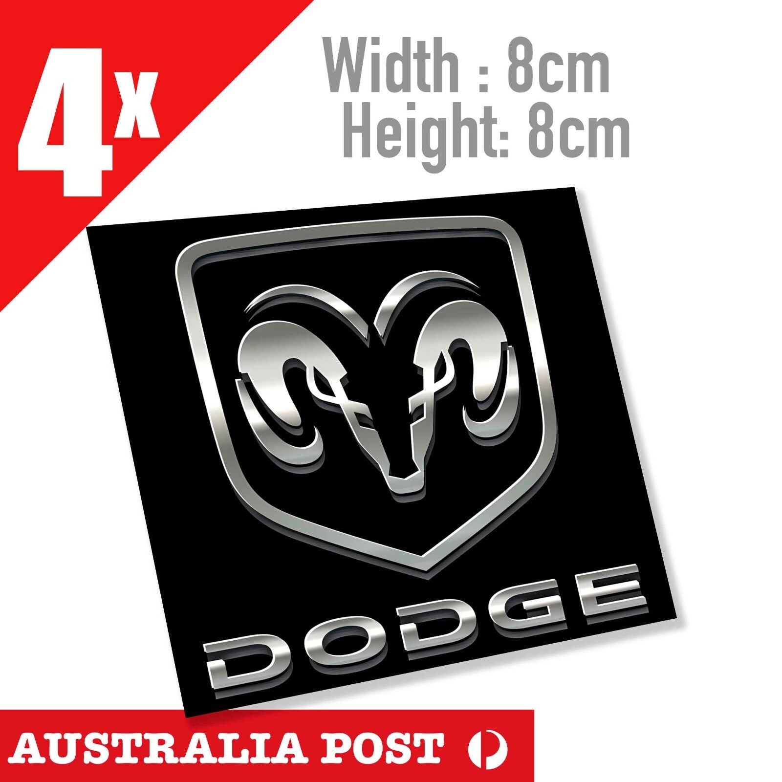 DODGE Logo Chrome , SRT GTS T/A Stryker Muscle V8 Ute, Truck Sticker