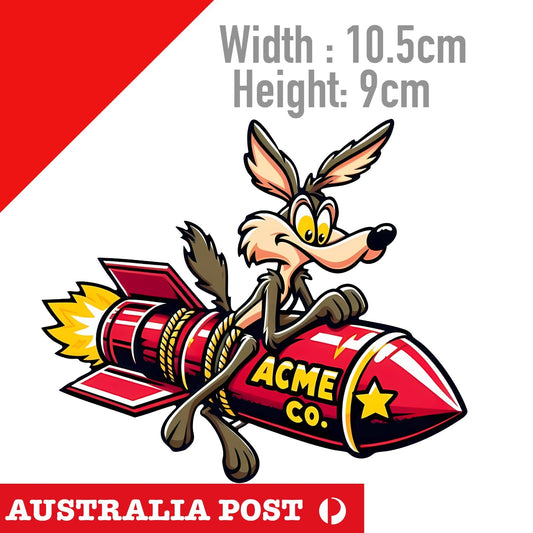 Road Runner Wile E. Coyote funny Flame Rocket  Laptop , Car,  ACME Sticker