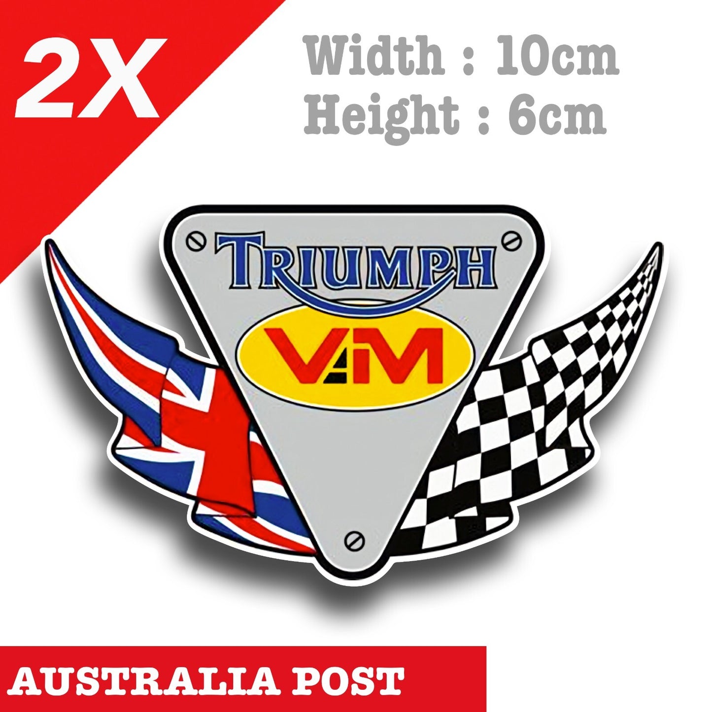 Triumph Motorcycle VM Logo Kingdom, Helmet Bike Decal Stickers