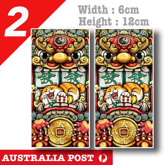 Chinese Year  Dragon and lucky cat  JDM Laptop , Car  Vinyl Sticker 