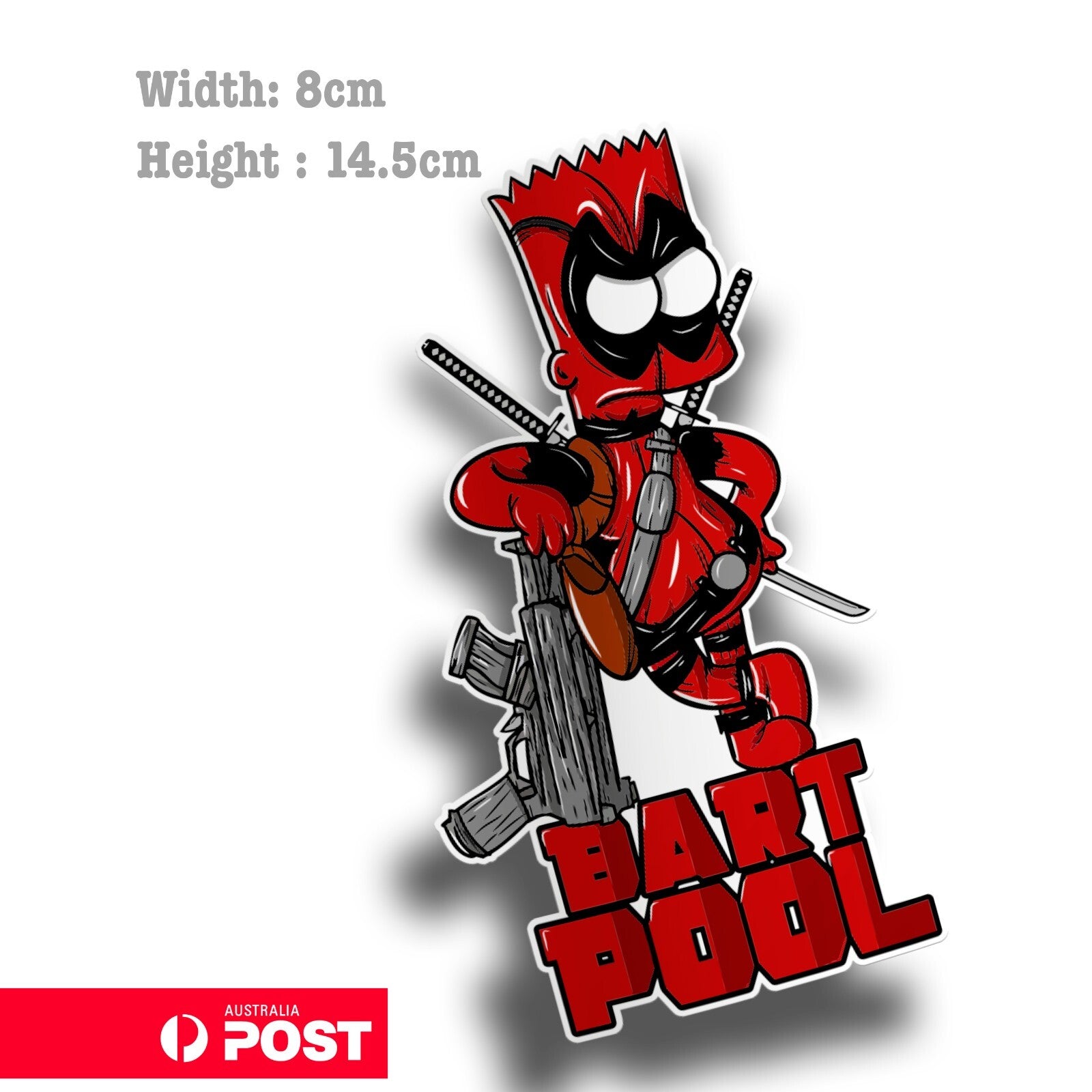 Bart Simpson as DeadPool with AK47 Gun Funny Marvel , Simpsons Sticker
