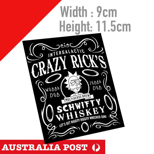 RICK & MORTY WHISKEY,  Jack Daniel Label, Get  SCHWIFTY Label  Funny Sticker