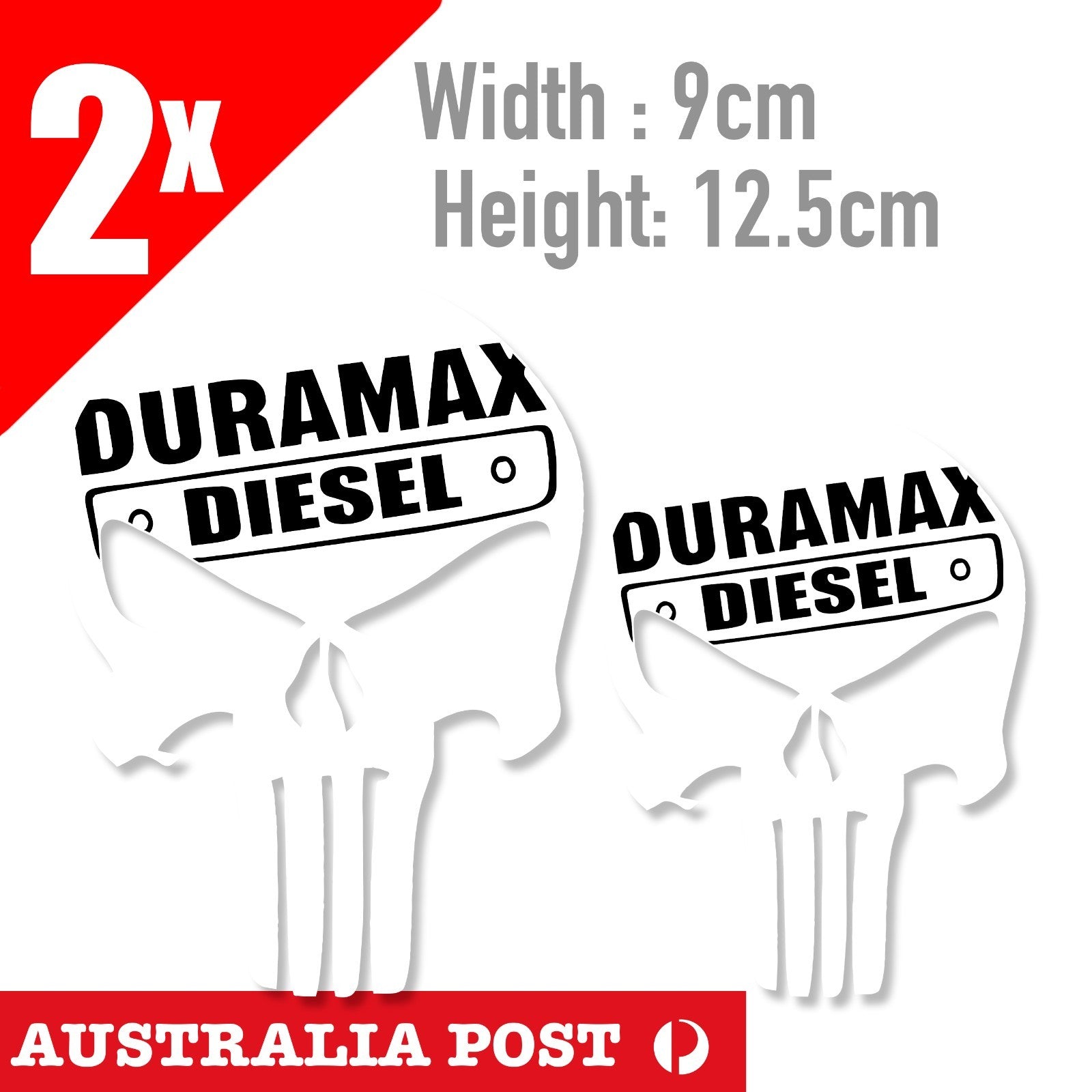 Duramax Diesel Punishment Skull Head, Silverado, Chevy Window Stickers