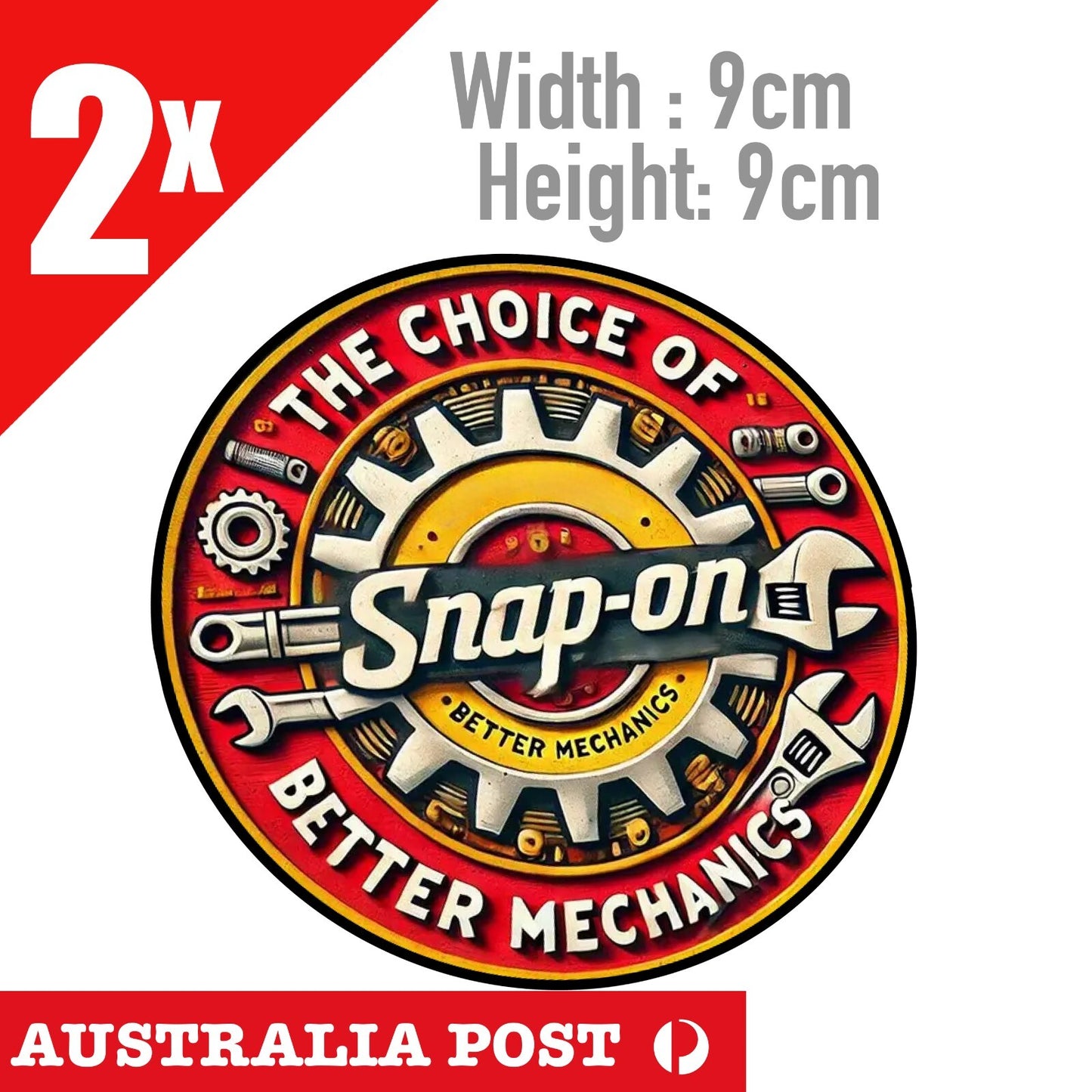 SNAP ON TOOLS Round  Rustic ,  Damaged,  Old Style , Garage , Mechanic Sticker