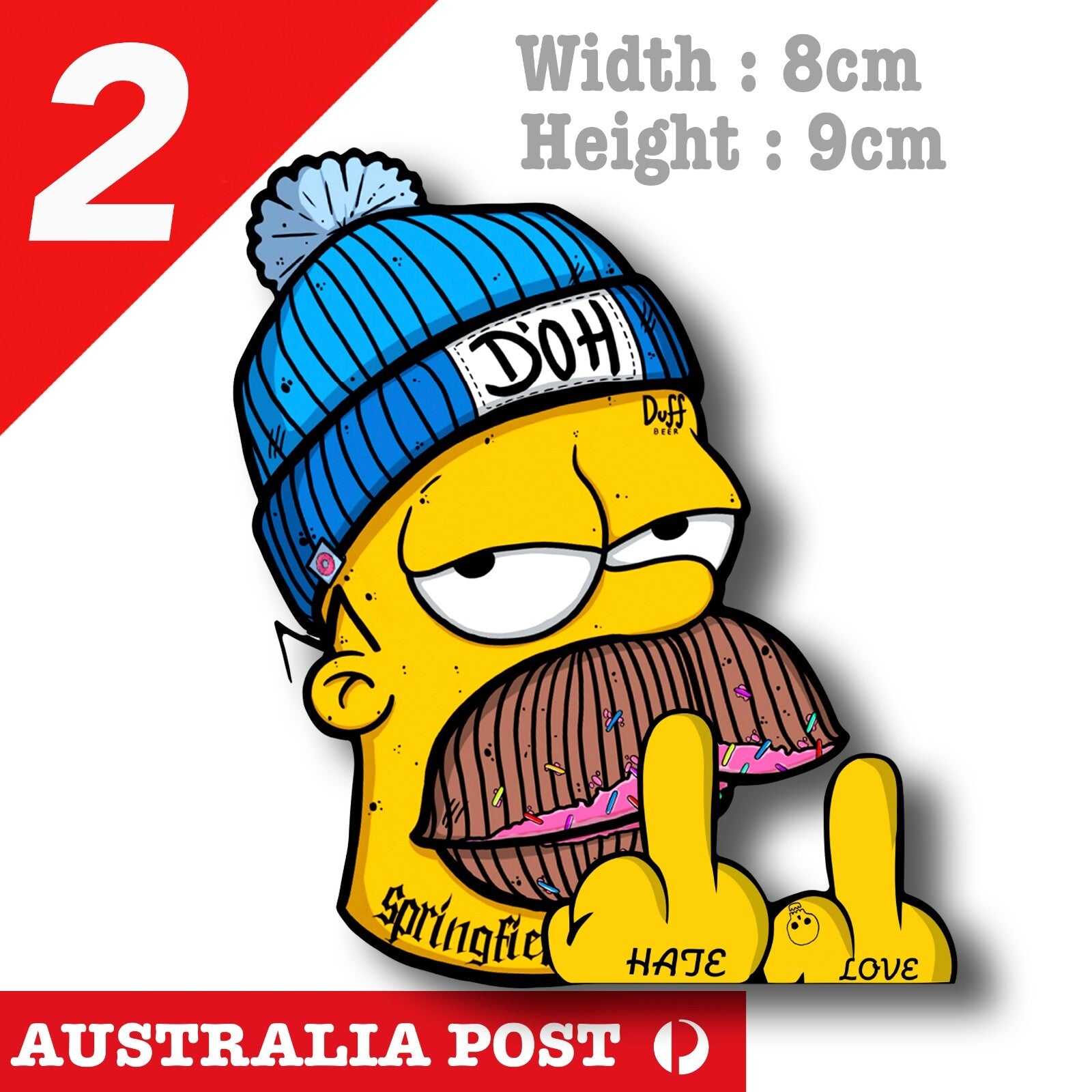 The Simpson Homer Gangster Tattoo Middle Finger Funny Car Window Sticker