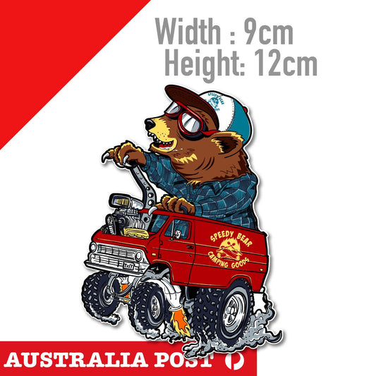 Bear  Monster Hot Rod Van Funny Hot ROD  Sticker