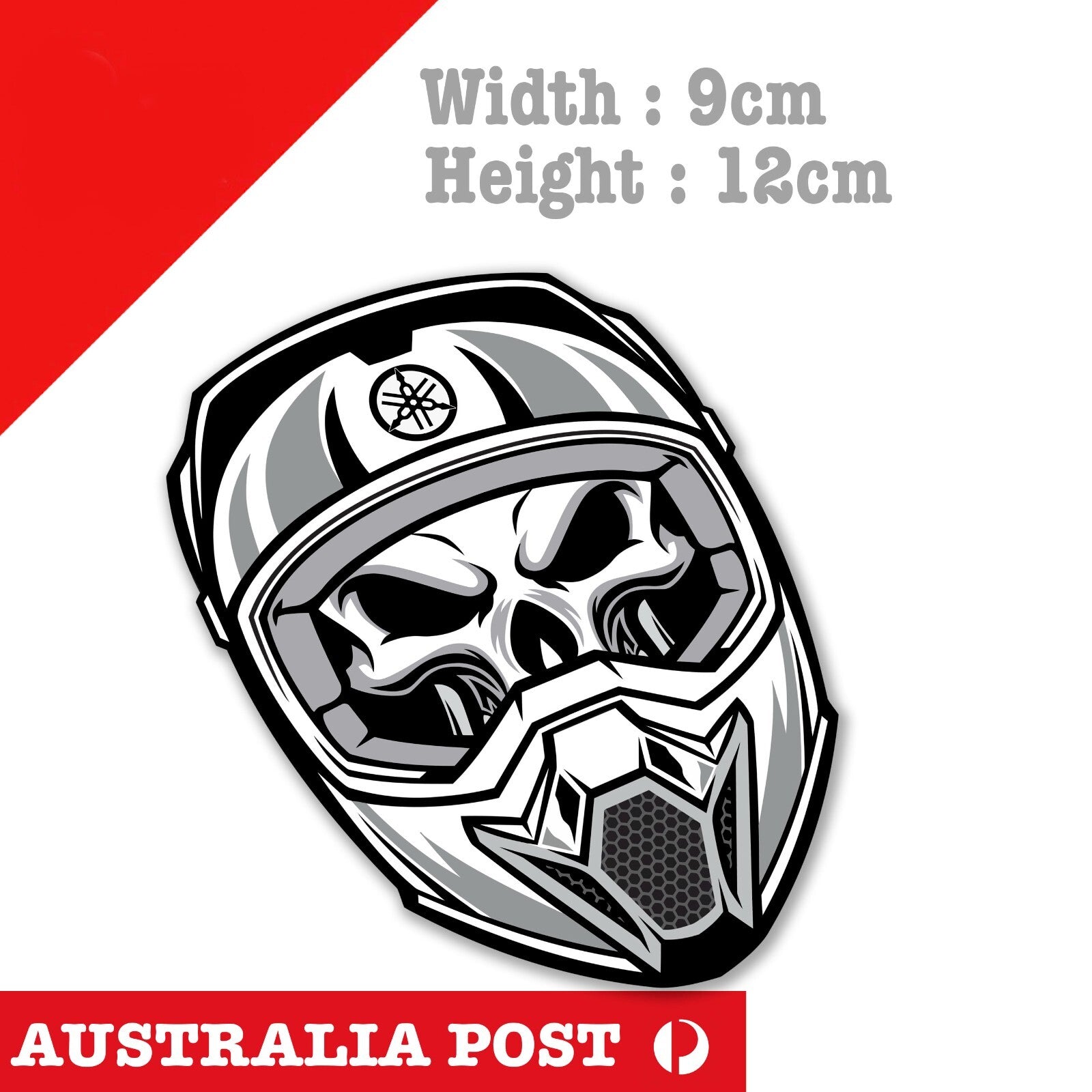 Yamaha Helmet with Skull Head Laptop , Car  Decal Sticker 