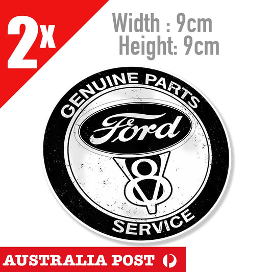 Ford V8 Damaged, Old Sign,SERVICE Sign Round Stickers