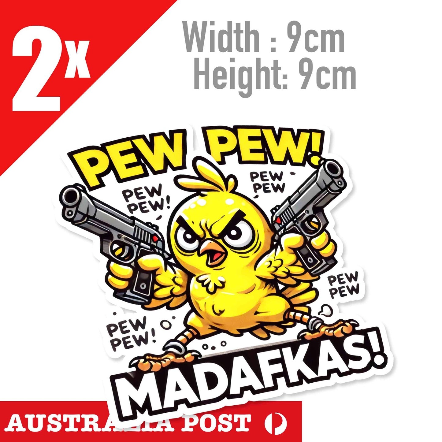 Tweety Pirate PEW PEW MADAFAKKAS! Funny Rude, Double Gun  Stickers