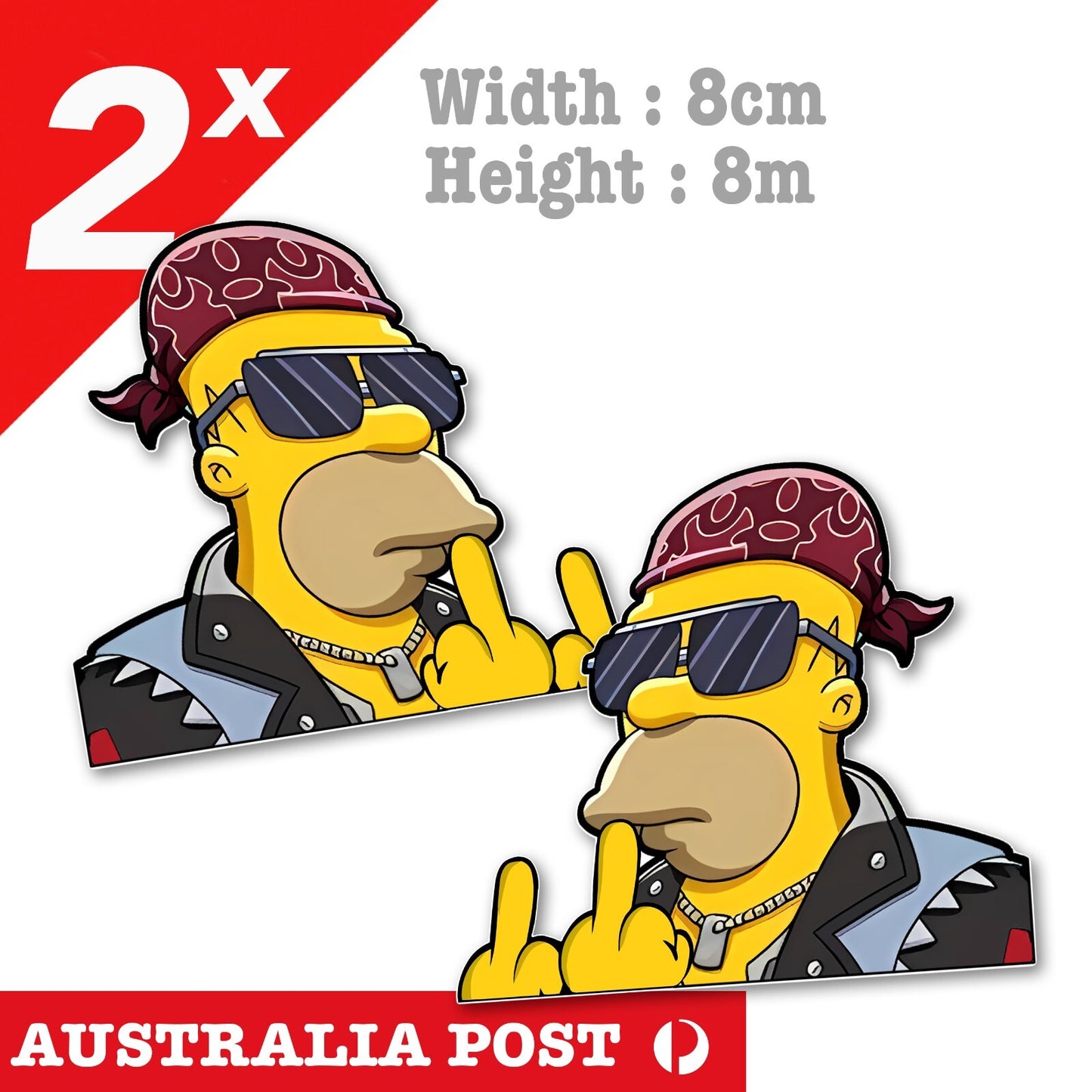 The Simpson Homer as Punk Bike Rider middle Finger Funny Car Window Sticker