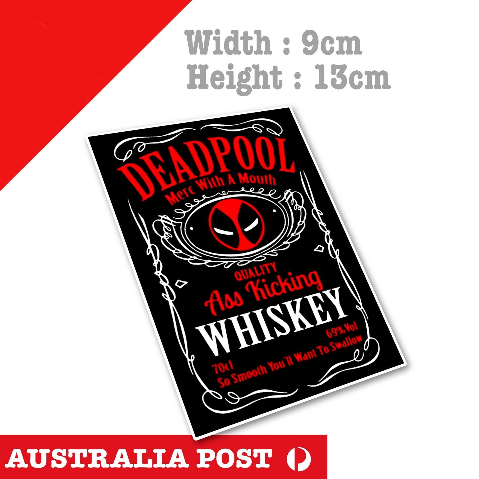 DeadPool Ass Kicking WHISKEY, Deadpool Jack-Daniel Whiskey Funny Label Sticker