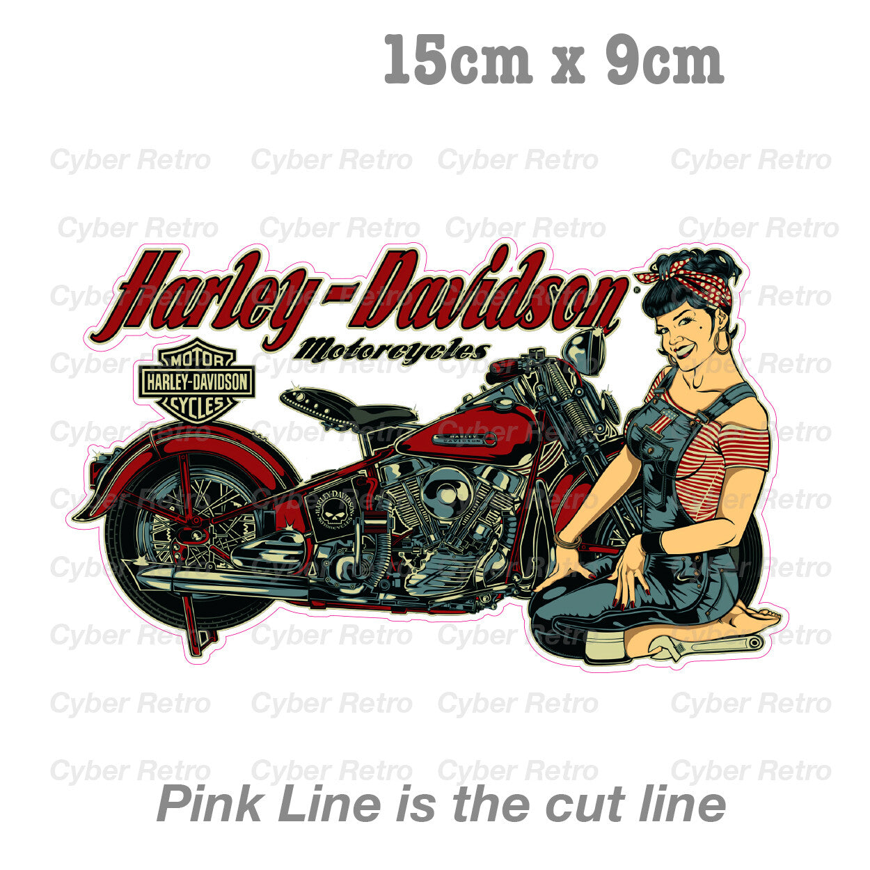 Harley Davidson Mechanic Girl , Motorcycle , Helmet Vinyl  Sticker 