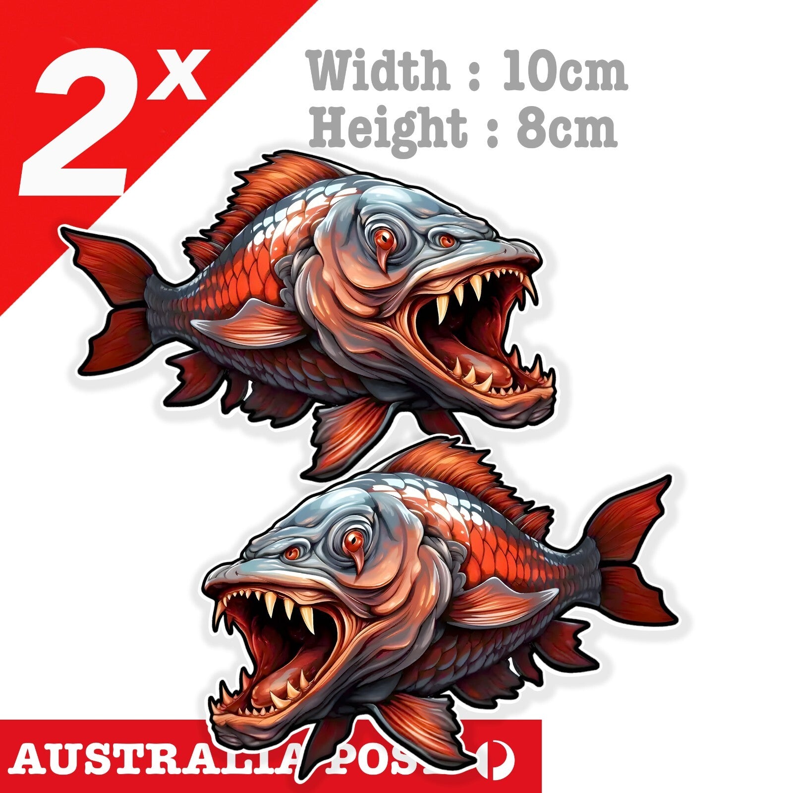 Angry Piranha Fish, Monster Piranha Fish, Animal Aquarium Vinyl  Sticker