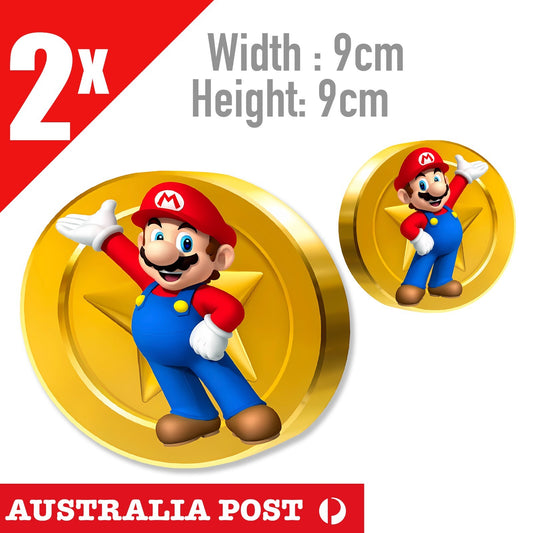 Super Mario GOLD COIN Round Badge, NINTENDO Game, Laptop , Car  Decal Sticker