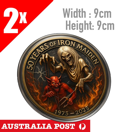 Iron Maiden Coin 1975 - 2025  Decal band album  Sticker