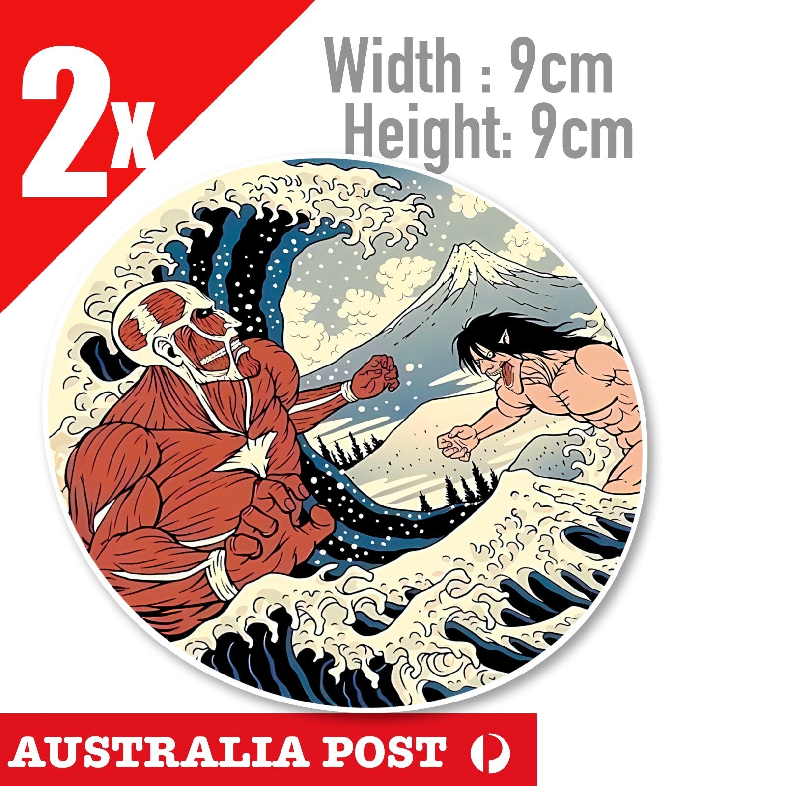 The Great Wave off Kanagawa & Attack on Titan Anime JDM Sticker