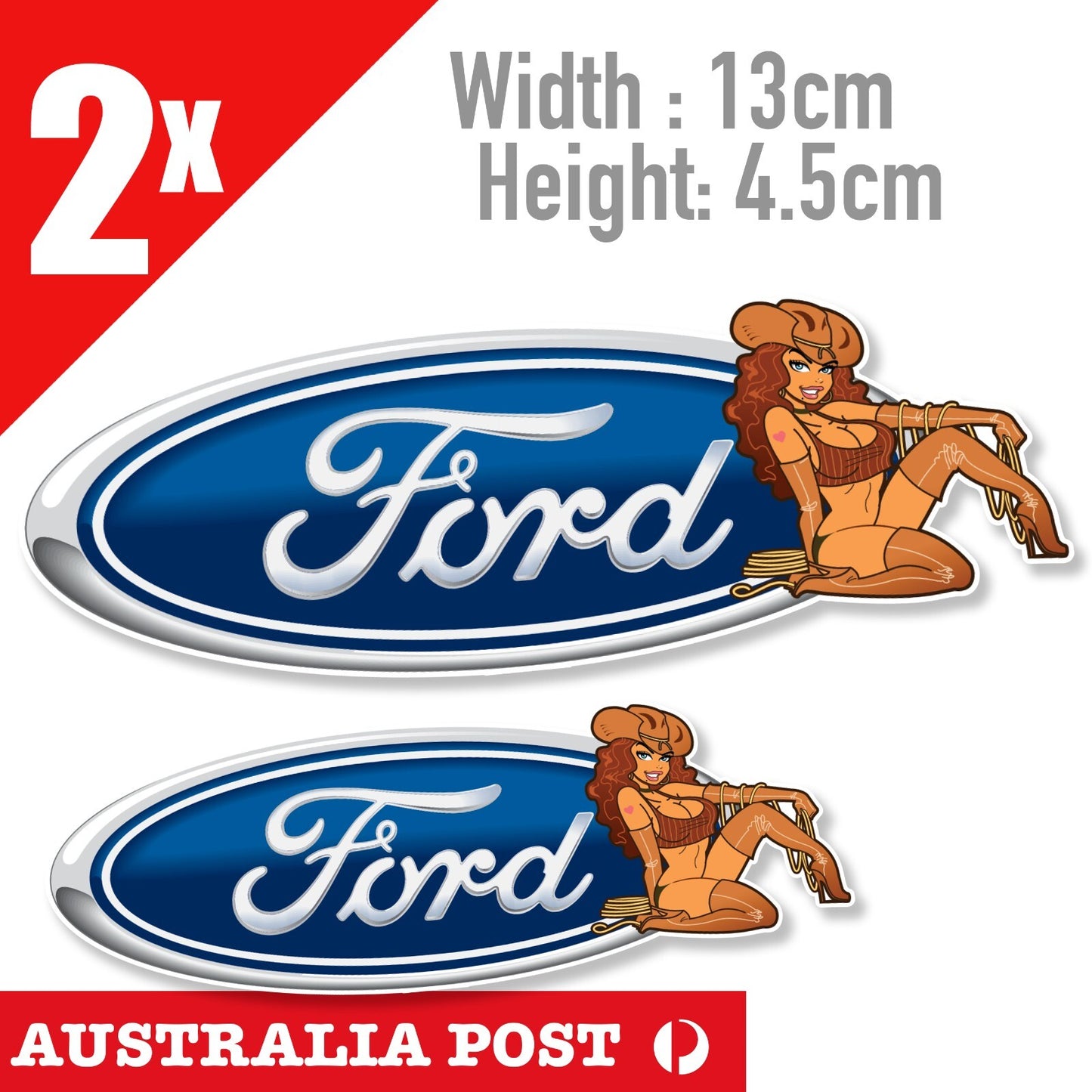FORD Logo Racing SEXY COW BOY Pin Up Girl Sexy Outfit Vinyl  Stickers