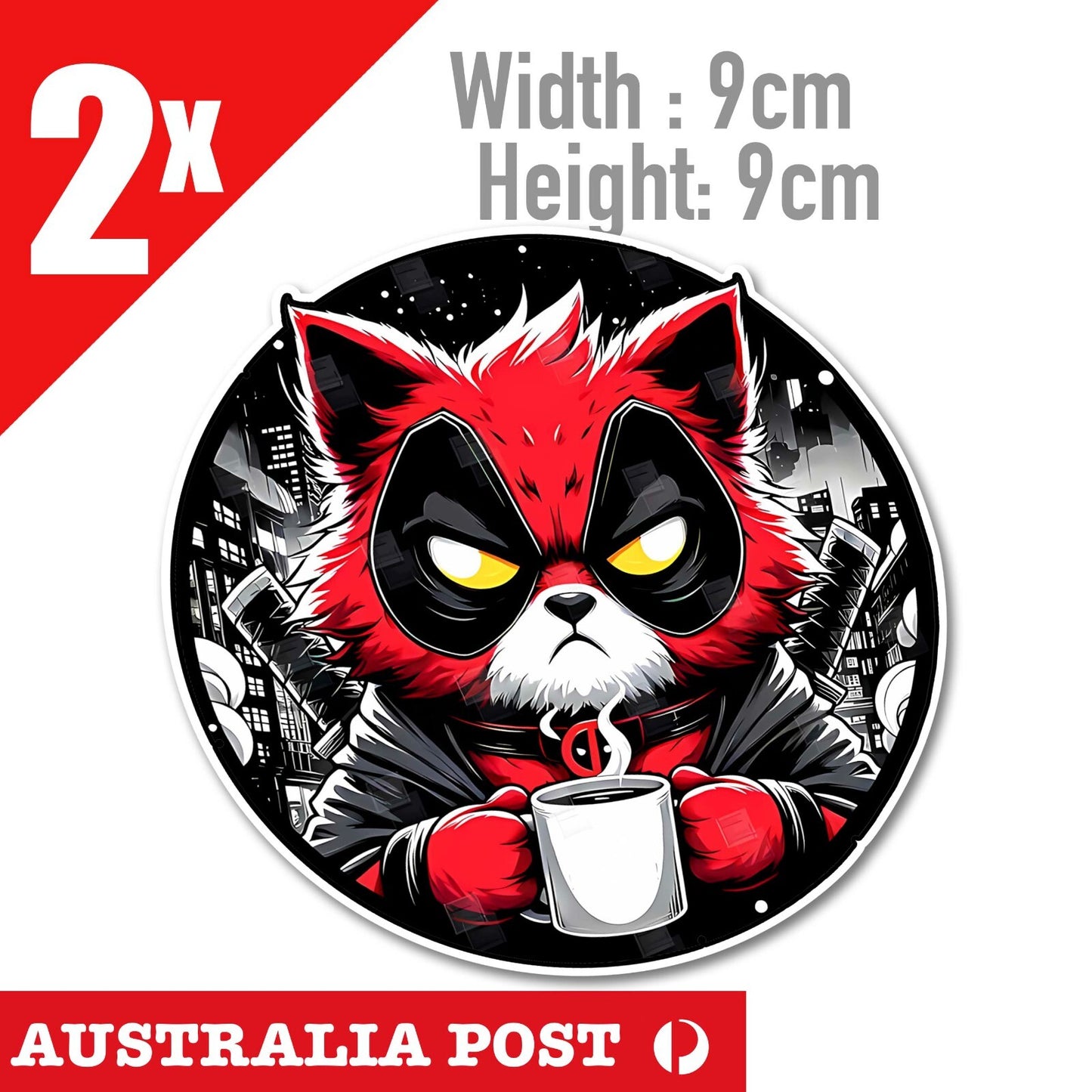 Red Cat Deadpool - Dead Pool Cat Funny  Sticker