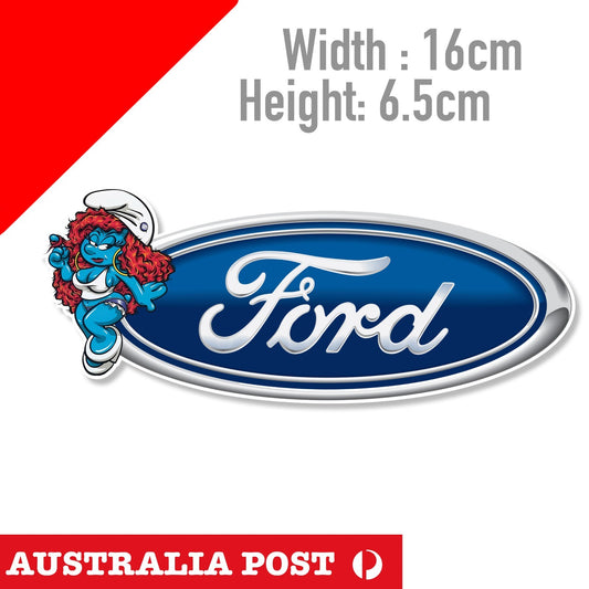 The Smurf , FORD Logo, Funny Cartoon Sexy Smurf Sticker