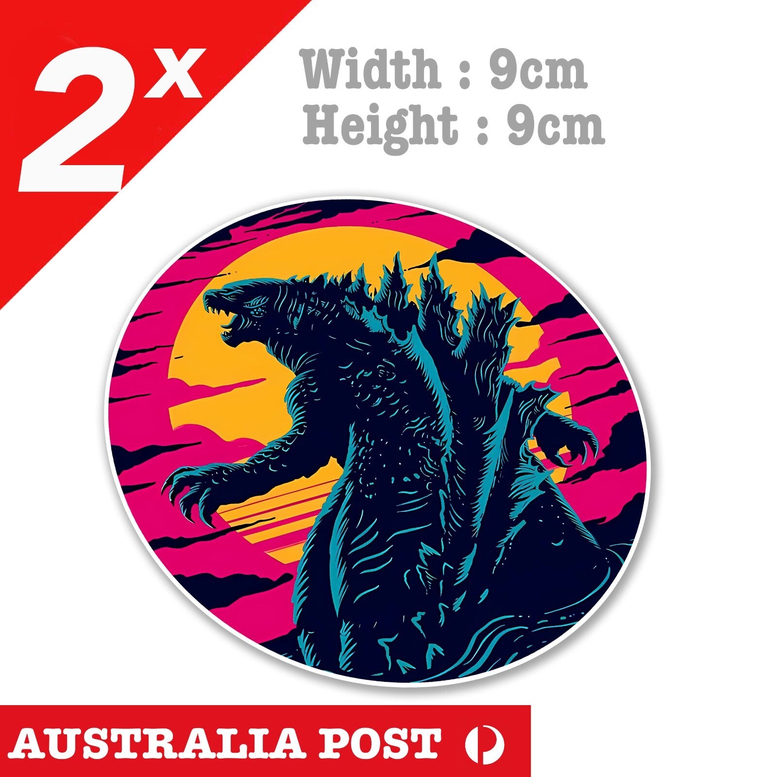 GODZILLA Japanese Round Sun Set Badge, JDM Laptop , Car, Toolbox Stickers