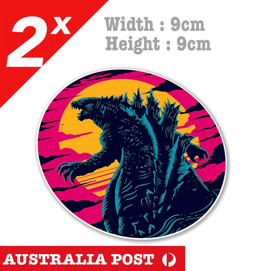 GODZILLA Japanese Round Sun Set Badge, JDM Laptop , Car, Toolbox Stickers