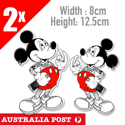 Disney Mickey Mouse Gangster with Whiskey & tattoo Smoking Sticker