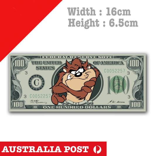 Taz the Devil, Tasmanian Devil 100US Dollar Funny Money Sticker