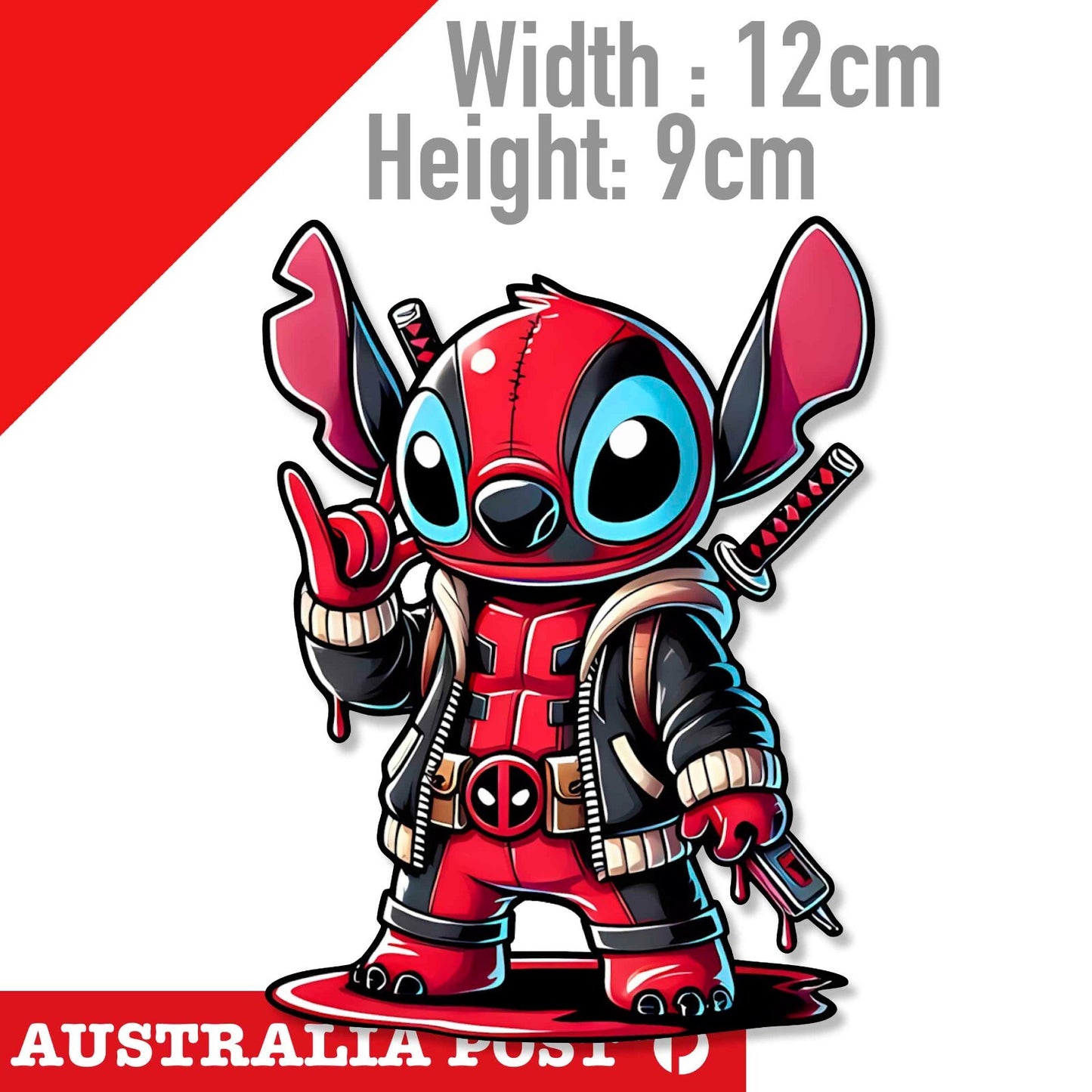 Disney Lilo & Stitch as DEADPOOL Funny Cartoon Sticker