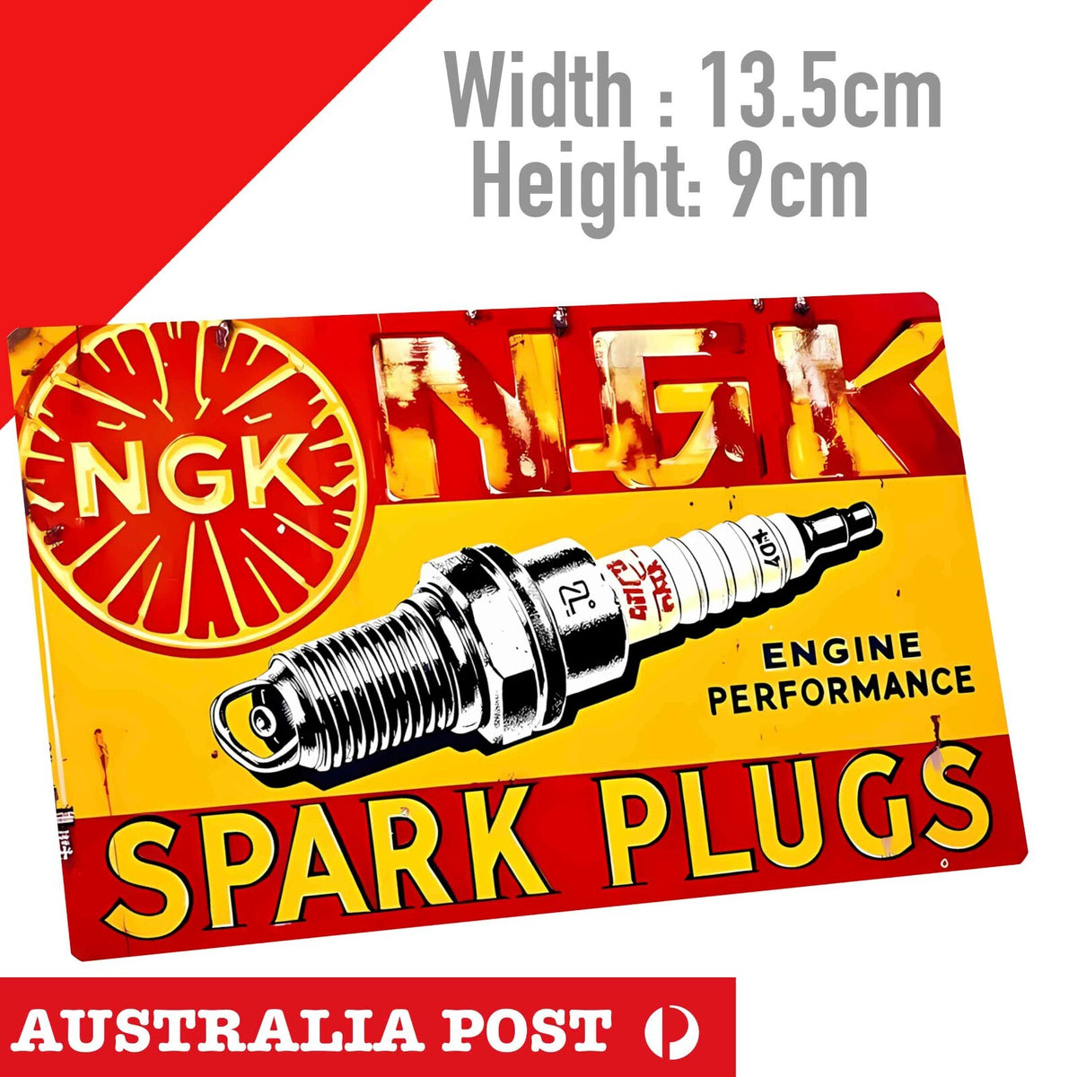 NGK Spark Plugs Engine Performance Vintage, Damaged, Rusted Old Sticker
