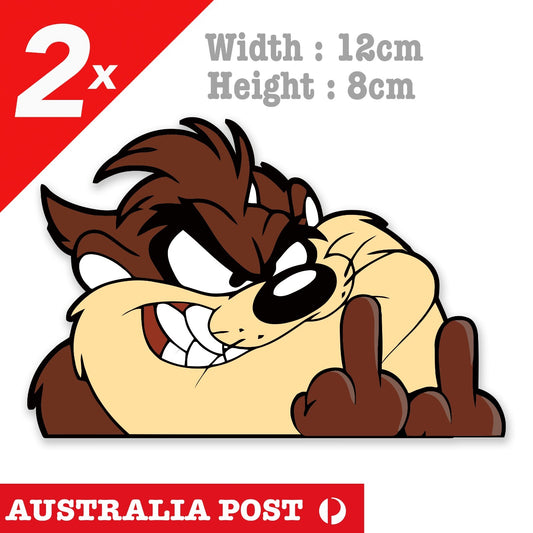 Tasmanian Devil , Taz Looney Tunes Middle Finger Funny Cartoon Stickers