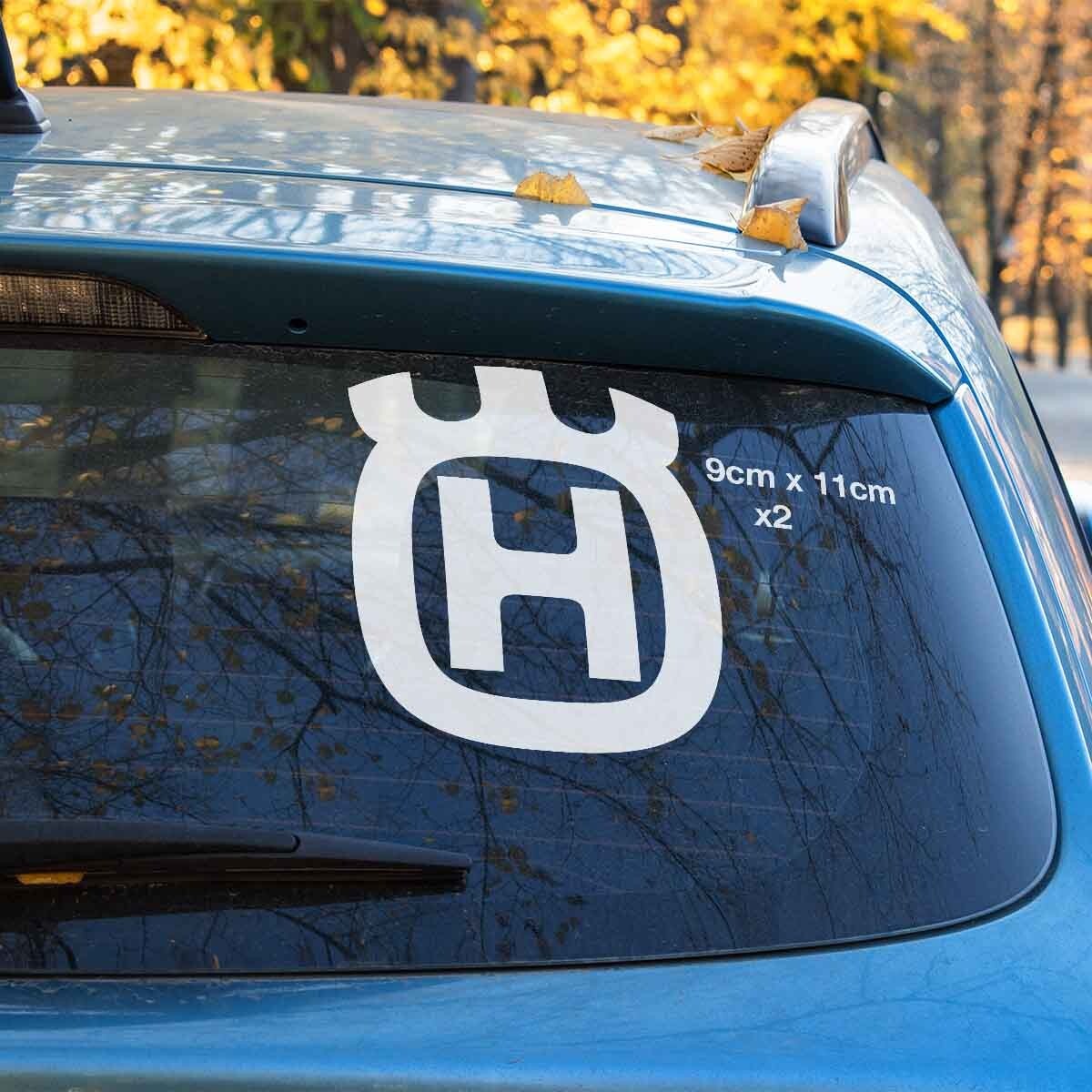 HUSQVARNA WHITE Logo, Motocross Lawn Mower Chainsaw Motorbike WINDOW Sticker