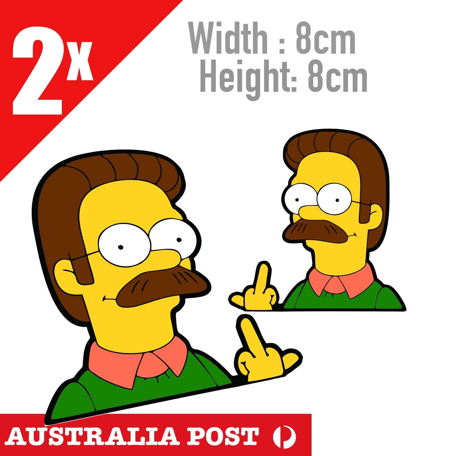 The Simpson NED Flanders middle Finger Funny Car Window Stickers