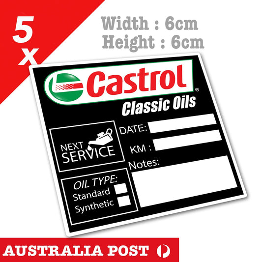 CASTROL Classic Oil Change Service Reminder Car, Ute, Truck, Van Window Stickers